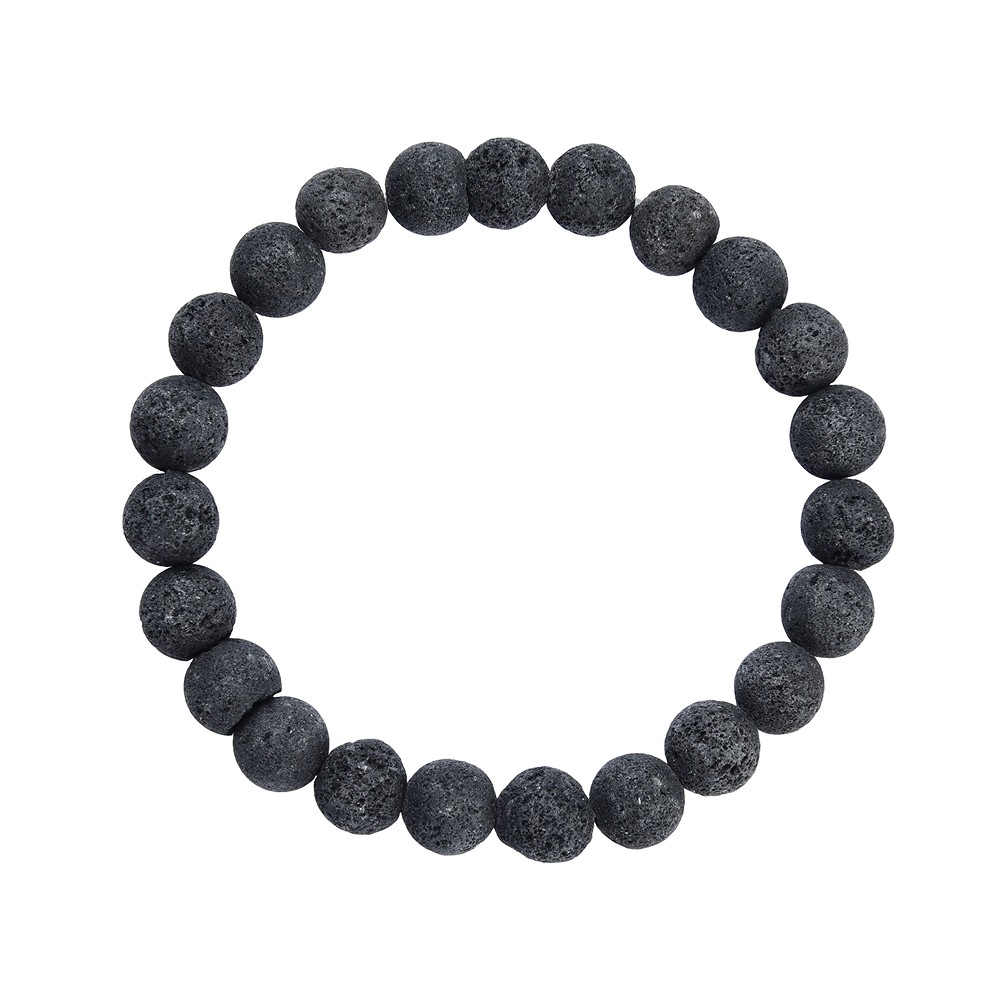 Bracelet en perles rondes, lave (noir), 08mm boules | Marco Schreier