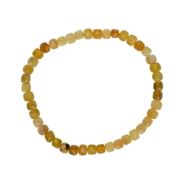 Bracelet, opal (honey opal), 04mm cube, faceted | gems, healing stones & jewelry