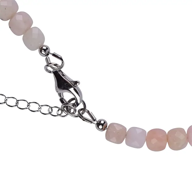 Kette Andenopal, Würfel (4mm), facettiert, rhodiniert, Verlängerungskettchen | Marco Schreier