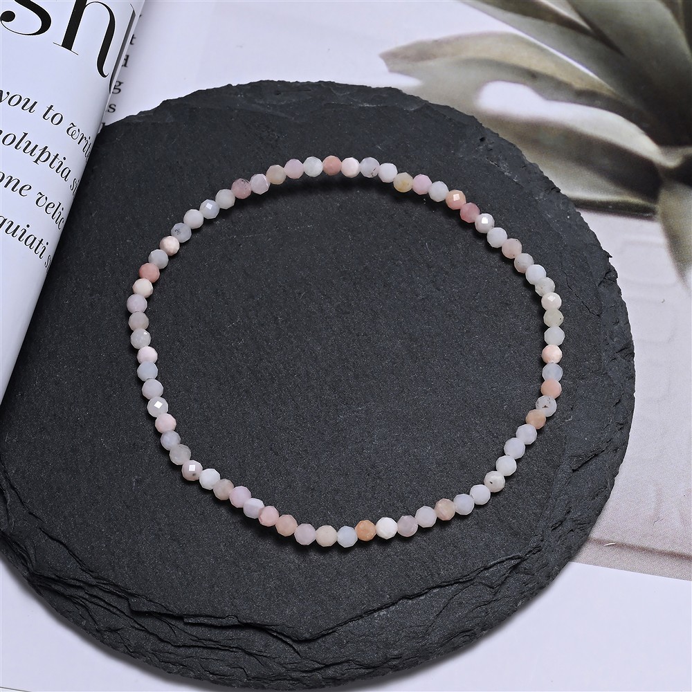 Armband, Andenopal (pink), 03mm Kugeln, facettiert, 19cm | Marco Schreier