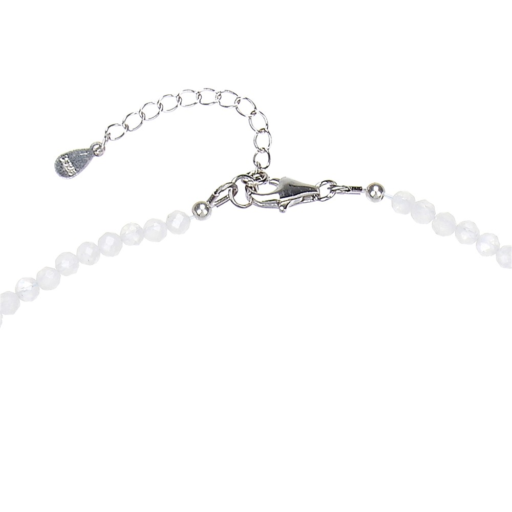 Collar Labradorita (blanca) cuentas (3mm), facetado rodinado, extensión cadena | Marco Schreier