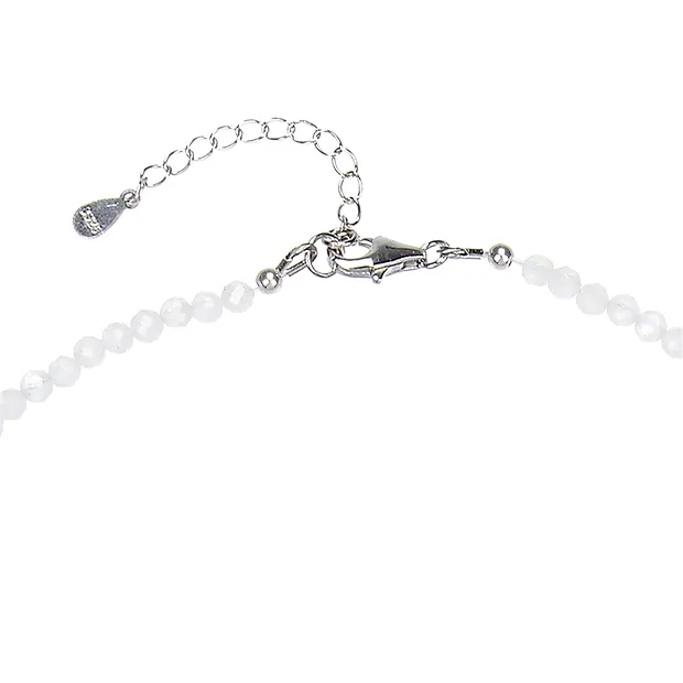 Necklace Labrodorite (white), beads (3mm), faceted, rhodiniert | Marco Schreier