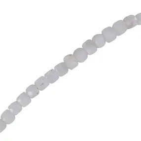 Chaîne Labradorite (blanche), cube (4mm), facetté, rhodié | Marco Schreier