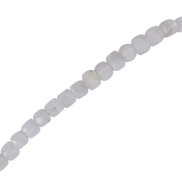 Kette Labradorit (weiß), Würfel (4mm), facettiert, rhodiniert, Verlängerungskettchen | Marco Schreier