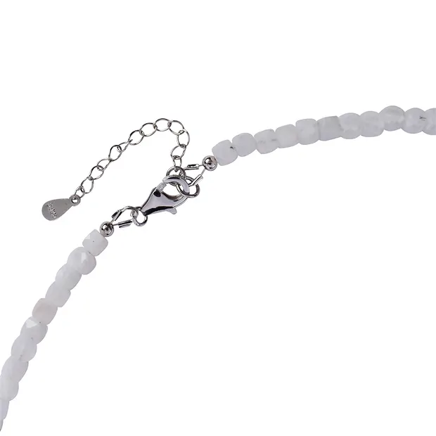 Collar de Labradorita (blanca), cubo (4mm), facetado, rodinado, cadena extensible | Marco Schreier