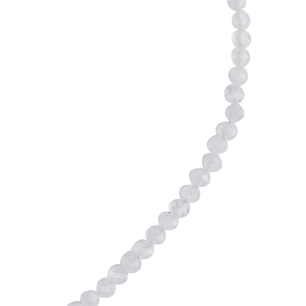 Labrodorite (white) necklace, beads (3mm), faceted, rhodiniert, extension chain | Marco Schreier