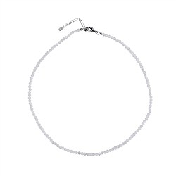 0626814580 Collar de labradorita (blanca), cuentas (3 mm), facetadas, rodinado, cadena extensible | Marco Schreier