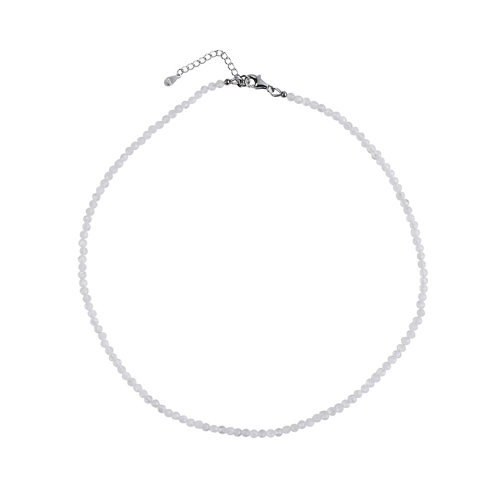 Labrodorite (white) necklace, beads (3mm), faceted, rhodiniert, extension chain | Marco Schreier