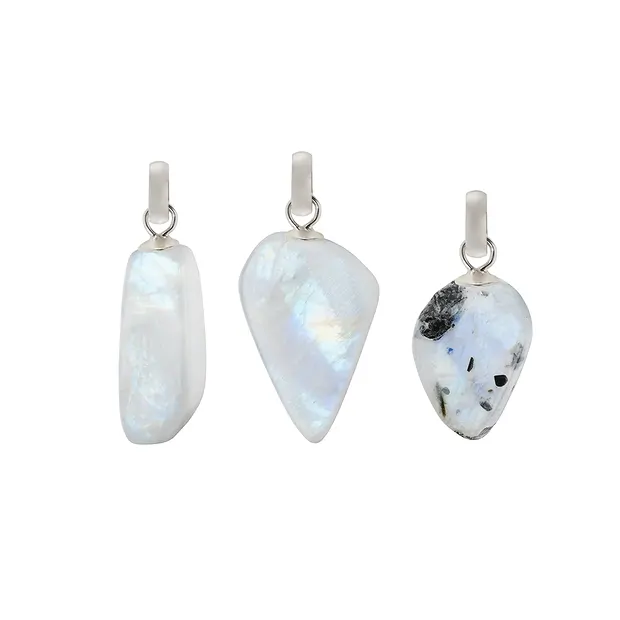 Pendentif Labradorite (blanche), Pierre roulée Freeform, rhodié (6 pcs/UC) | Marco Schreier