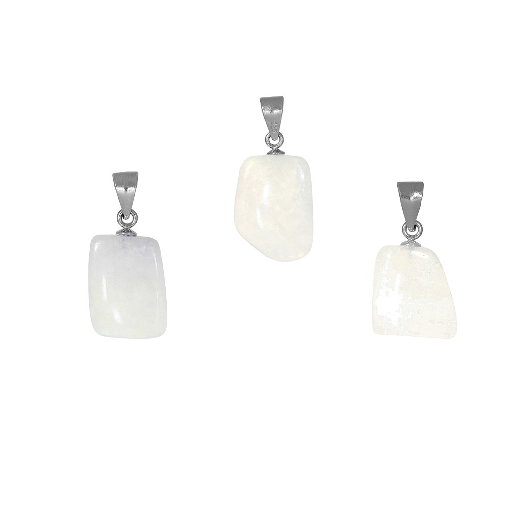 Anhänger Trommelstein Labradorit (weiß), 2,5 - 3,0cm | Marco Schreier