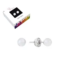0626845104 Clous d'oreilles Labradorite (blanche), boule, 4mm, rhodié | Marco Schreier