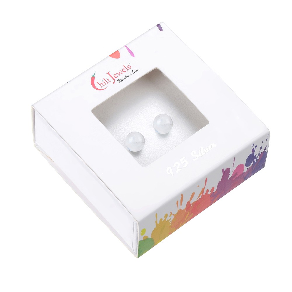 Pendientes labradorita (blanca), bola, 6mm, rodinado | Marco Schreier