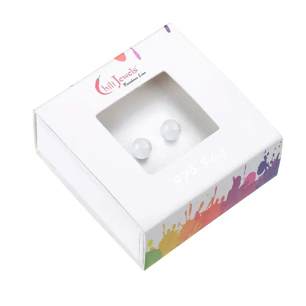 Pendientes labradorita (blanca), bola, 6mm, rodinado | Marco Schreier