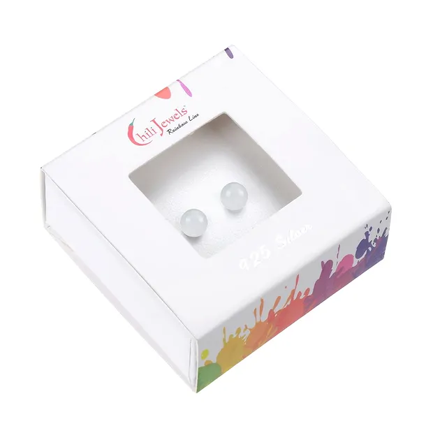 Earstuds Labrodorite (white), ball, 8mm, rhodiniert | Marco Schreier