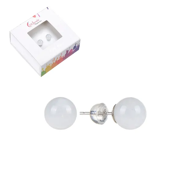 Earstuds Labrodorite (white), ball, 8mm, rhodiniert | Marco Schreier