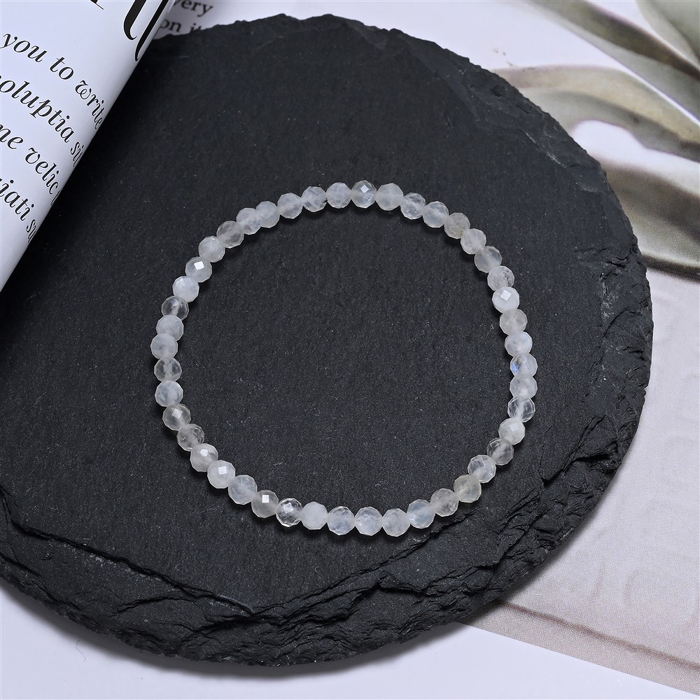 Armband, Labradorit (weiß), 03mm Kugeln, facettiert, 14cm (kurz) | Marco Schreier