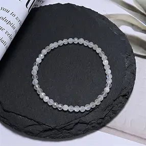 Armband, Labradorit (weiß), 03mm Kugeln, facettiert, 14cm (kurz) | Marco Schreier