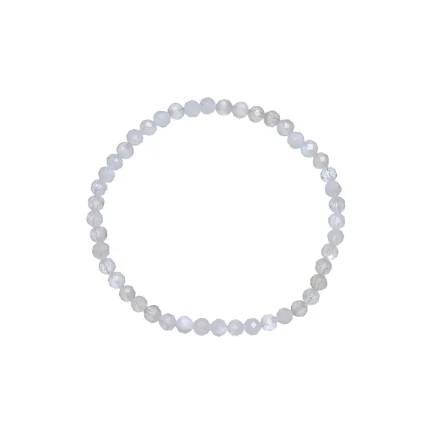 Bracelet, Labrodorite (white), 03mm beads, faceted, 14cm (short) | Marco Schreier