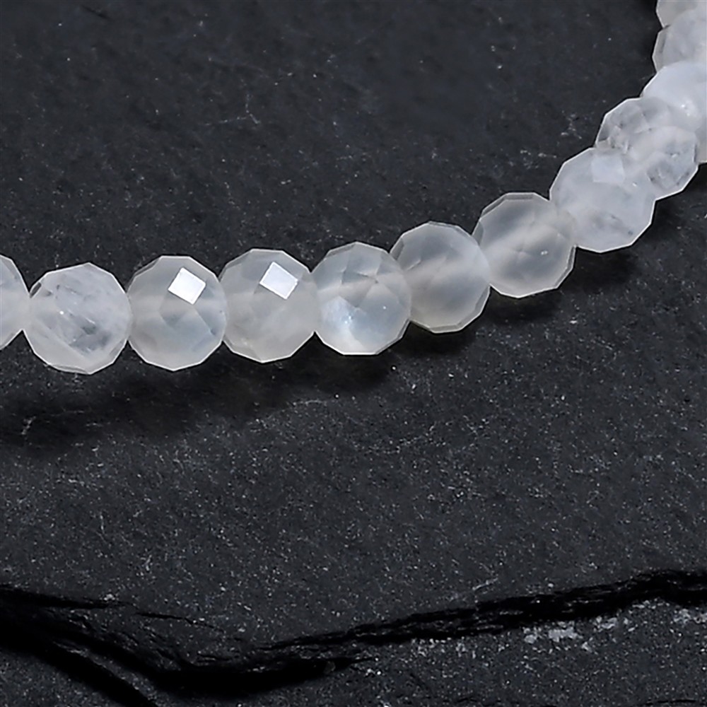 Bracelet, Labradorite (blanche), 03mm boules, facettes, 19cm | Marco Schreier