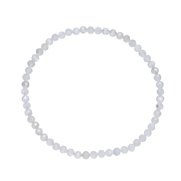 Bracelet, Labrodorite (white), 03mm beads, faceted, 19cm | Marco Schreier
