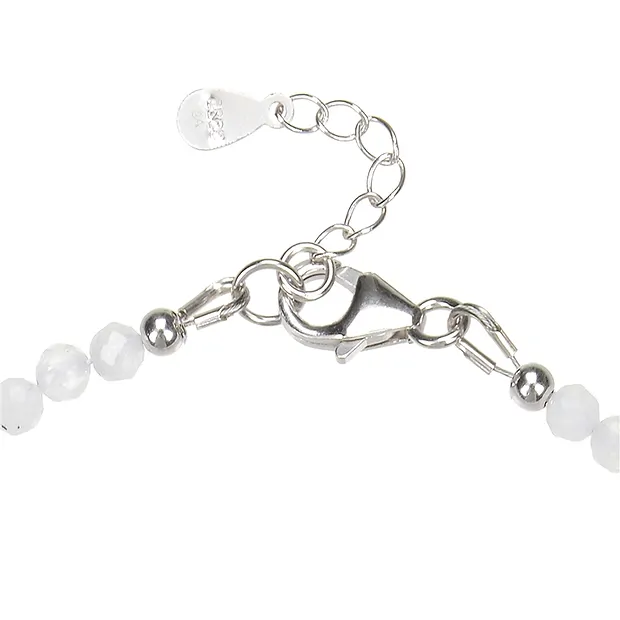 Bracelet en Labradorite (blanche) boules (3mm), facettées rhodiées, Chaîne d'extension | Marco Schreier
