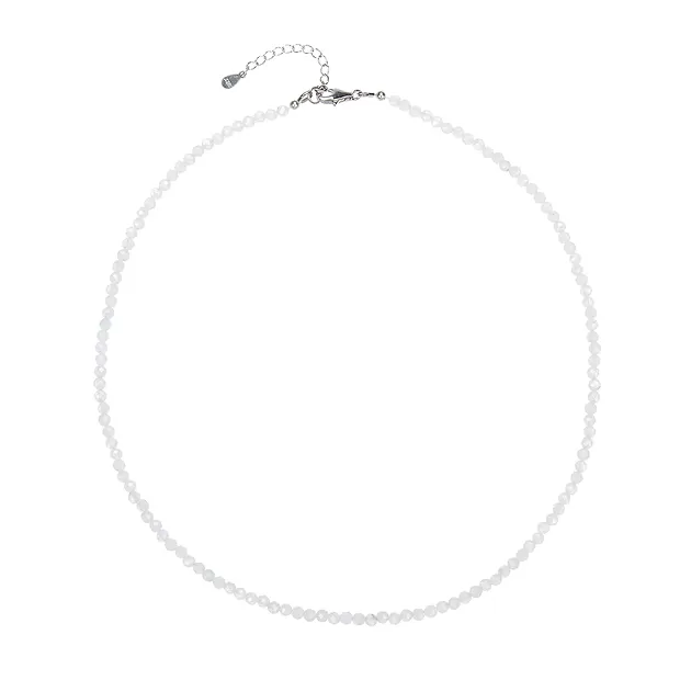 Bracelet en Labradorite (blanche) boules (3mm), facettées rhodiées, Chaîne d'extension | Marco Schreier