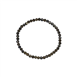 0628650231 Bracelet, Obsidienne (or brillant), 03mm perles rondes, facettes, 14cm (court) | Marco Schreier