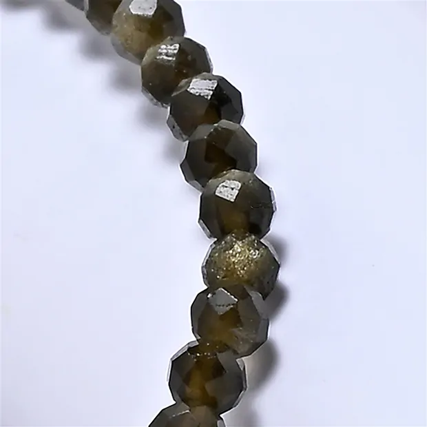 Bracelet, Obsidienne (or brillant), 03mm boules, facettes, 19cm | Marco Schreier