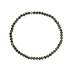 0628651031 Pulsera, Obsidiana (obsidiana dorada), cuentas de 03mm, facetada, 19cm | Marco Schreier