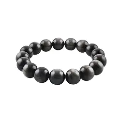 0628750027 Bracciale, ossidiana (ossidiana argentata), perline da 12 mm, 21 cm | Marco Schreier