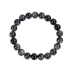 0628750108 Pulsera, Obsidiana (obsidiana de reflejo plateado), cuentas de 08 mm | Marco Schreier