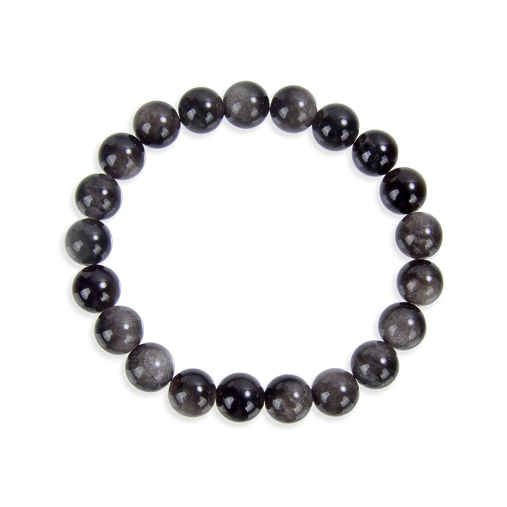 Bracelet, Obsidian (silver luster obsidian), 08mm beads | Marco Schreier
