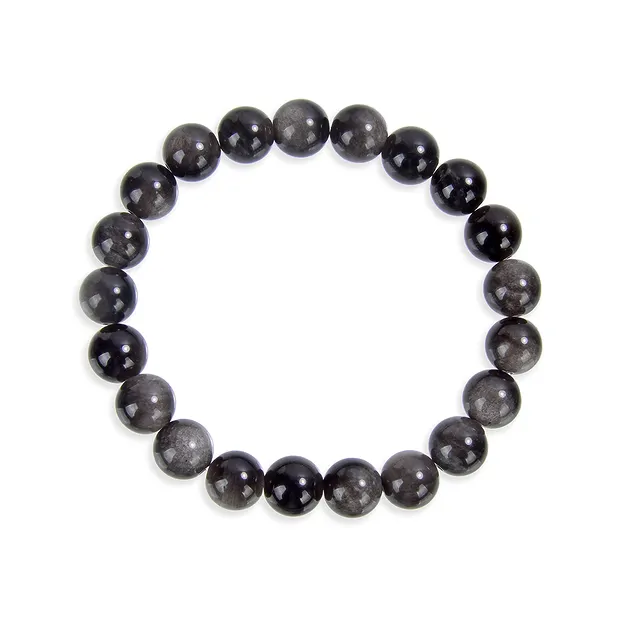 Bracelet, Obsidienne (obsidienne argentée), 08mm boules | Marco Schreier