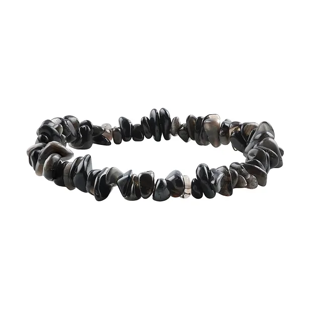 Bracelet, Obsidian (silver luster obsidian), 05 - 08mm sliver | Marco Schreier