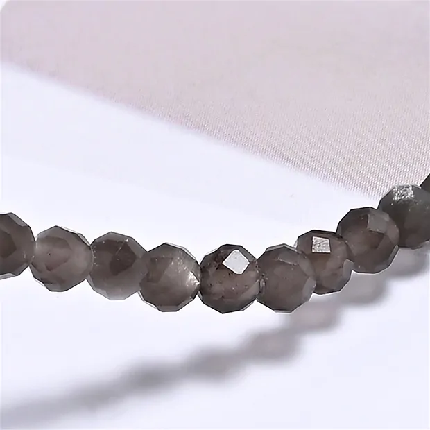 Armband, Obsidian (Silberglanz), 03mm Kugeln, facettiert, 14cm (kurz) | Marco Schreier