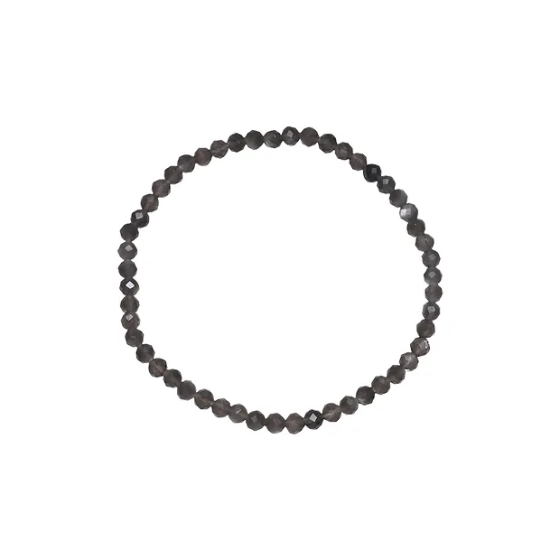 Armband, Obsidian (Silberglanz), 03mm Kugeln, facettiert, 14cm (kurz) | Marco Schreier