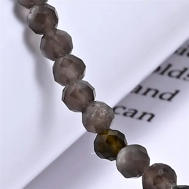 Armband, Obsidian (Silberglanzobsidian), 03mm Kugeln, facettiert, 19cm | Marco Schreier