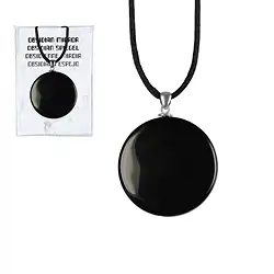 0628825086 Spiegel Obsidian (schwarz) mit Silberöse und Schnur, 4cm | Marco Schreier