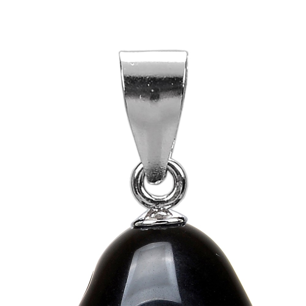 Pendentif Pierre roulées, Obsidienne (noire), 3cm, rhodié | Marco Schreier