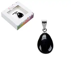 0628825106 Pendentif Pierre roulées, Obsidienne (noire), 3cm, rhodié | Marco Schreier