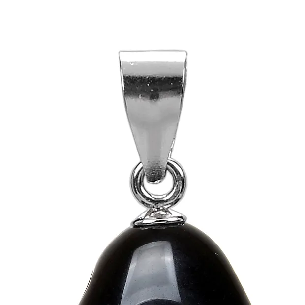 Pendentif Pierre roulées, Obsidienne (noire), 4cm, rhodié | Marco Schreier