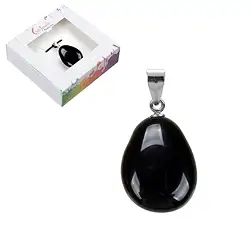 0628825107 Tumbled Stone Pendant, Obsidian (black), 4cm, rhodiniert | Marco Schreier
