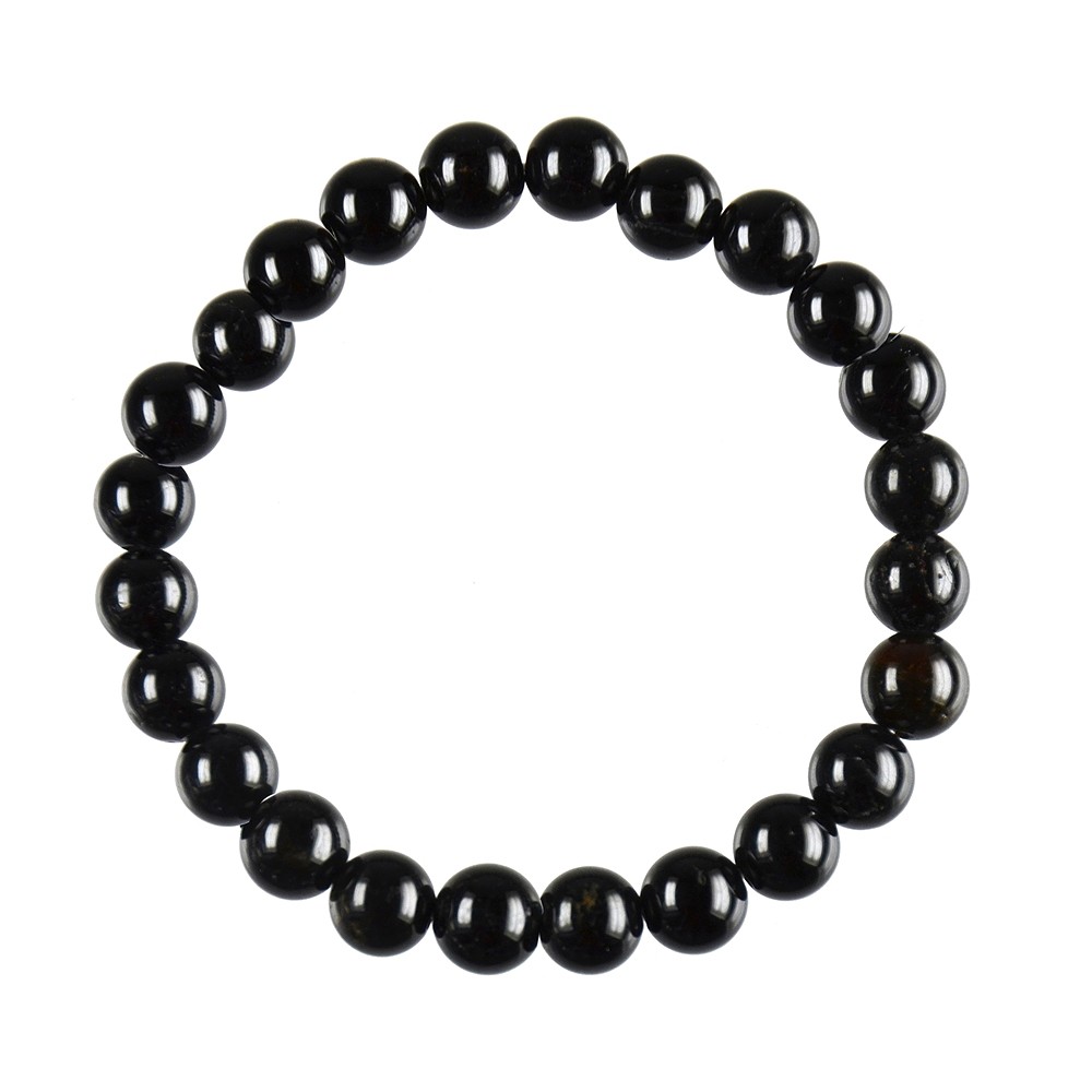 Bracelet en perles rondes, Obsidienne (noir), 08mm boules | Marco Schreier