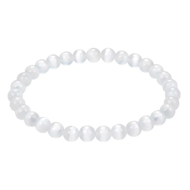 Bracelet, selenite, 06mm beads | minerals trade - gems, healing stones & jewelry
