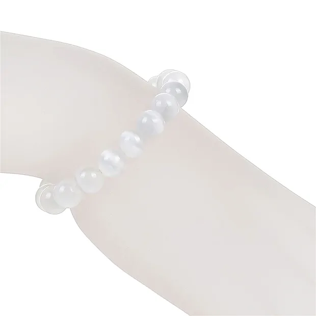 Bracelet en perles rondes, sélénite, 08mm boules | Marco Schreier