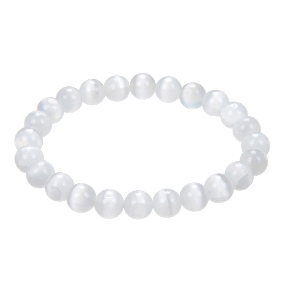 Pulsera, selenita, cuentas 08mm | piedras preciosas, piedras curativas y joyería