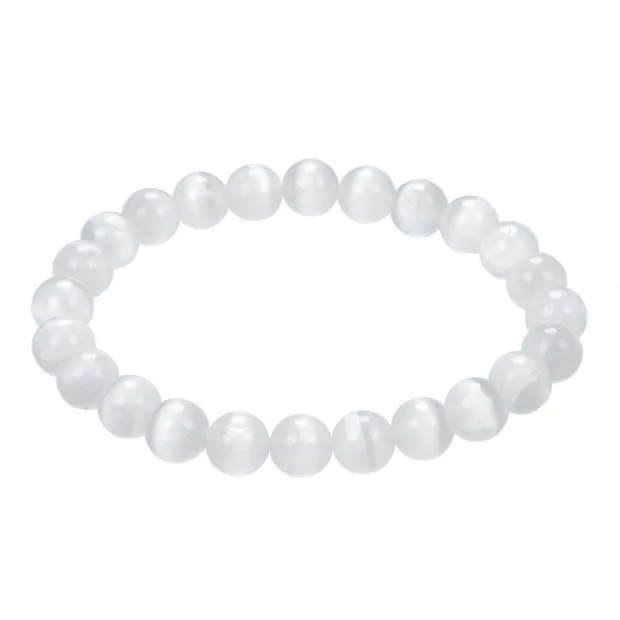 Bracelet en perles rondes, sélénite, 08mm boules | Marco Schreier