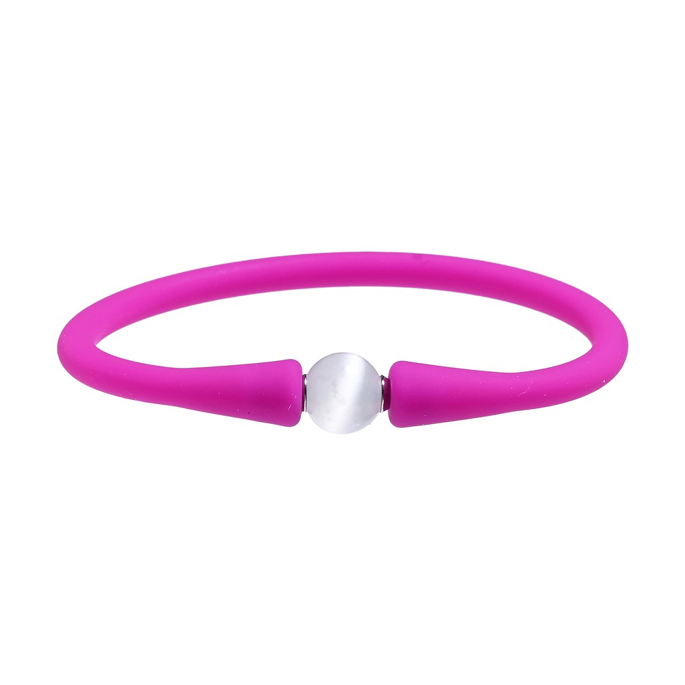 Pulsera bola selenita (8mm), silicona (rosa), 15cm (corta)  | Marco Schreier