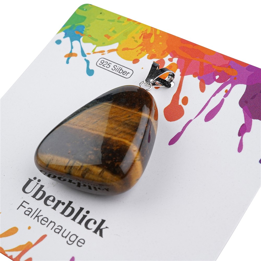 Falcon's Eye pendant, large Tumbled Stone, rhodiniert  | Marco Schreier