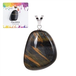 0629725107 Pendentif Oeil-de-faucon, Pierre roulée grande, rhodié  | Marco Schreier